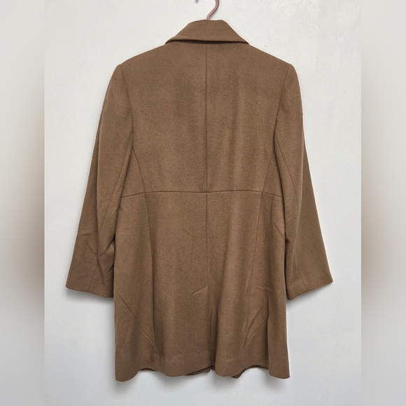 Levine Classic Vintage Sz 8 /M 100% Wool Tan Longline Coat/ Jacket Pockets - Picture 2 of 16